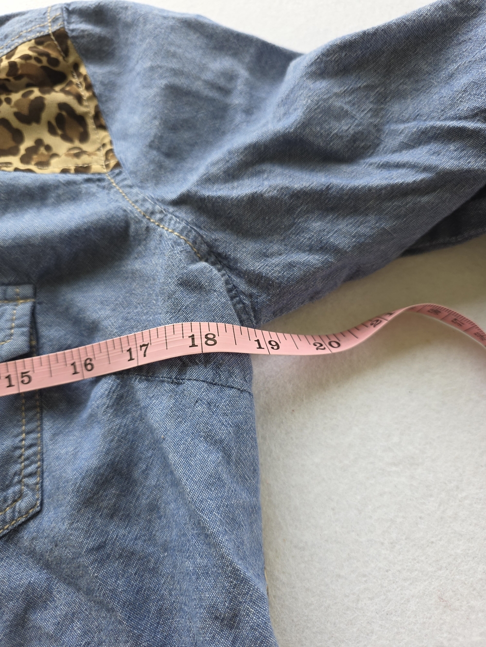 Truth Denim Button-Down Shirt with Leopard Trim - Picture 5 of 7